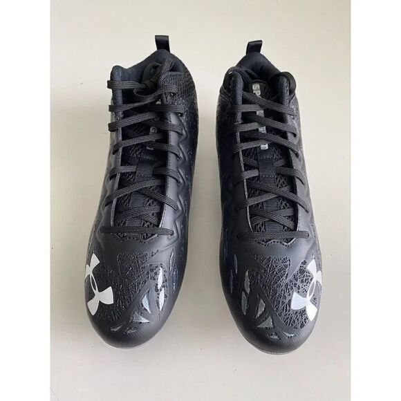 Men's Sz 10 Under Armour Spotlight UA Football Cleats Black 3023963-001 NEW - Picture 2 of 8